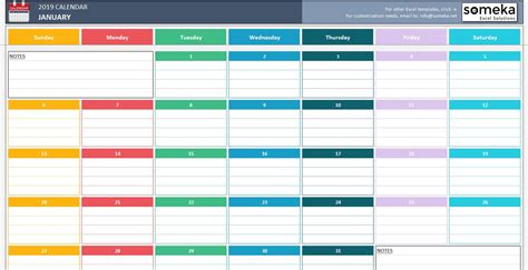 Excel Monthly Calendar Template - Riset
