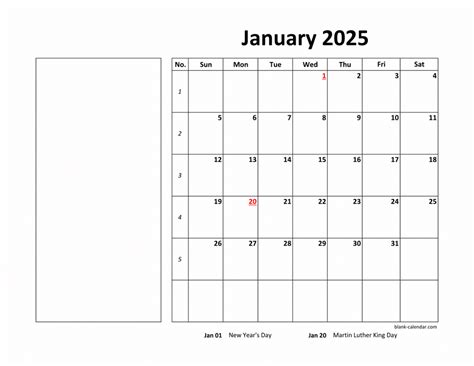 Free Download Printable Calendar 2025, large box, holidays listed ...