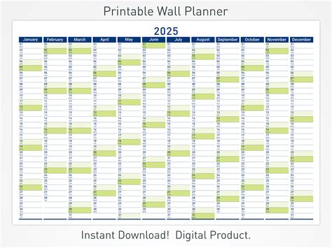 2025 Full Year Wall Calendar Printable - Earl V Carter