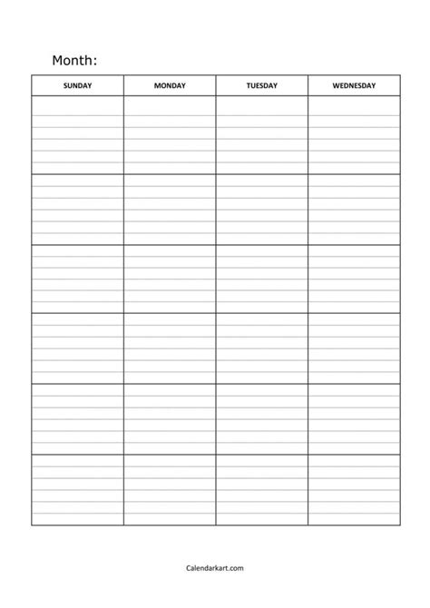 Free printable blank calendar templates – Artofit