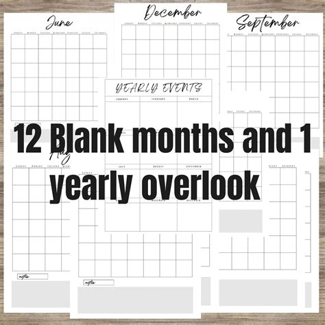 Monthly Calendar Printable Pages Simple Minimalist Design - Etsy