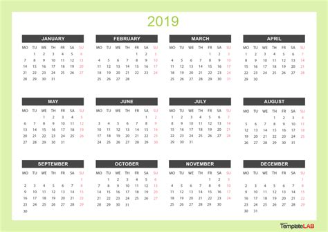 Printable Yearly Calendar