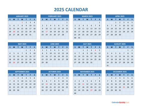 2025 Yearly Calendar Printable Pdf Free Download Excel - Joseph Dorsey