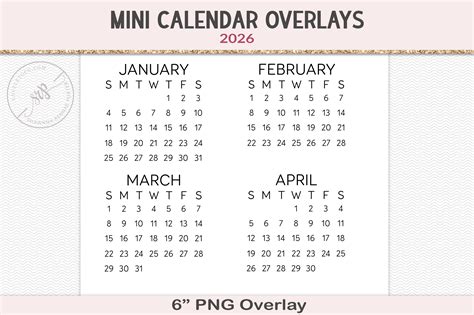 2026 Calendar PNG Overlay Graphic by Lovelytocu · Creative Fabrica
