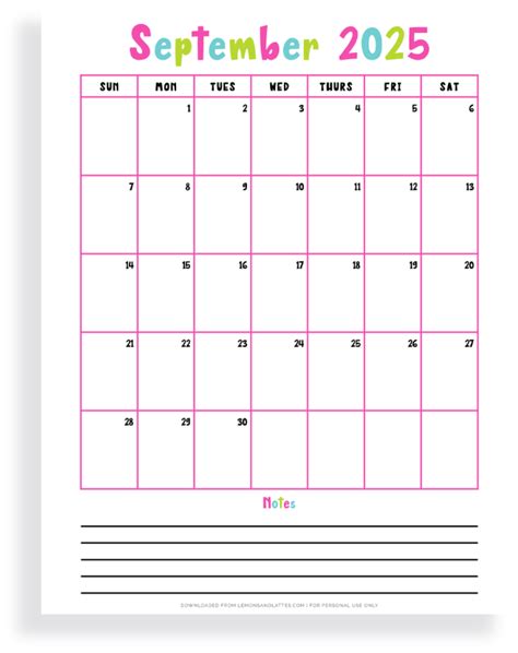 20 Cute September 2025 Calendar Printables
