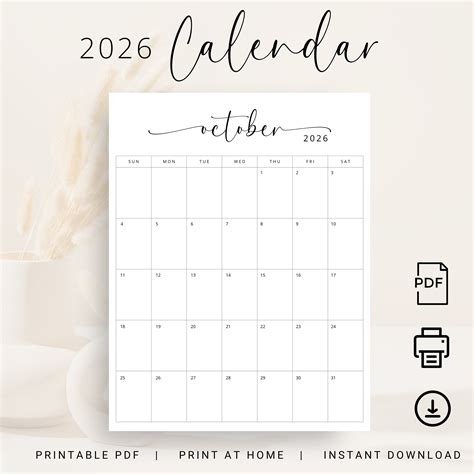 2026 Calendar 2026 Monthly Planner Vertical 2026 Elegant Monthly ...