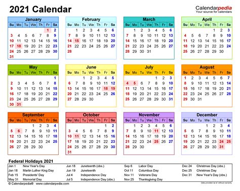 Free 2021 Yearly Calendar Template Within 2021 Yearly Calendar With - Riset