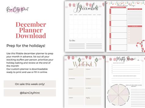 December Planner - Printable - Etsy