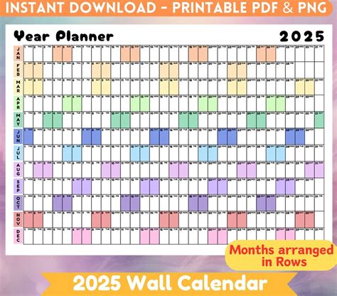 2025 Giant Wall Planner Printable 2025 Calendar Full Year Wall Calendar ...