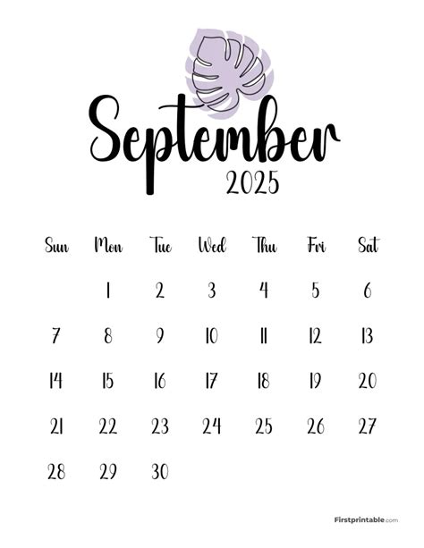 Printable Botanical Monthly Calendar 2025