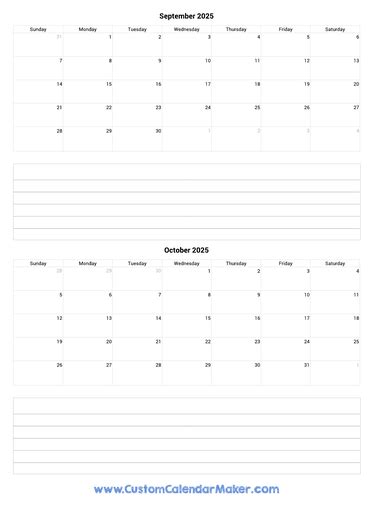 September 2025 Printable Calendars - Blank PDF Templates