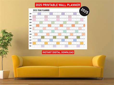 Giant Wall Calendar 2025 Printable PDF, 2025 Wall Planner, Large Wall ...