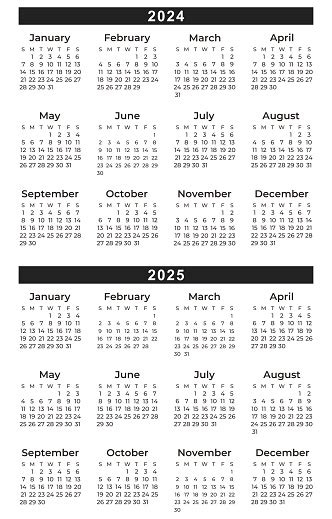 Calendar 2024 Calendar 2025 Stock Illustration - Download Image Now ...