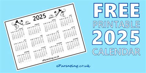 2025 Free Printable Calendar PDF