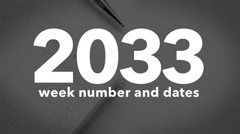 2033 Calendar Week Numbers and Dates - List of National Days