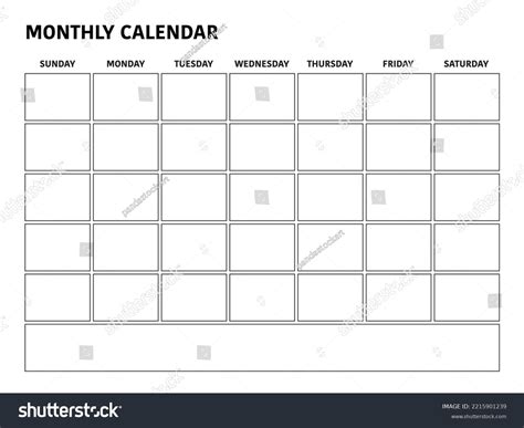Monthly Calendar Template Vector Illustration Stock Vector (Royalty ...