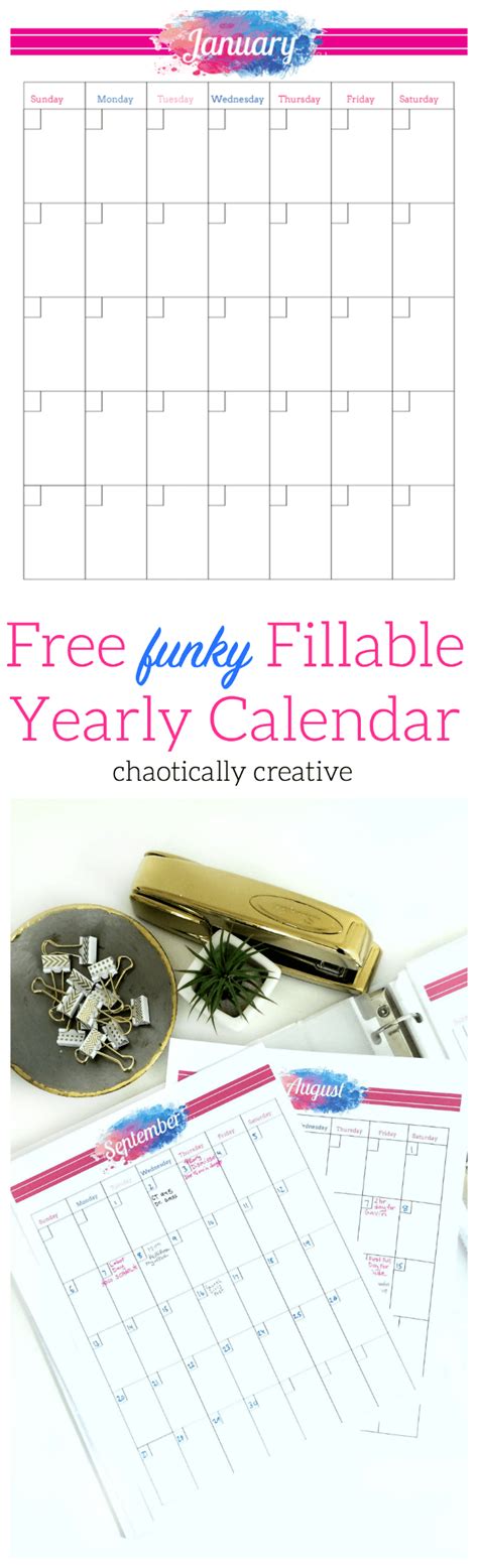 Free Calendar Printable - Chaotically Creative