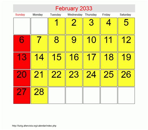 February 2033 - Roman Catholic Saints Calendar