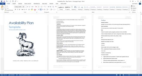 Availability Plan Template (MS Word) – Templates, Forms, Checklists for ...