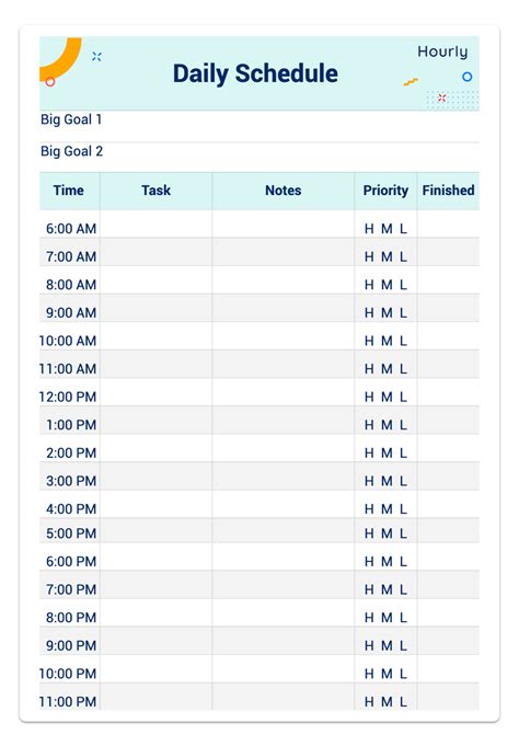 Daily Schedule Excel Template