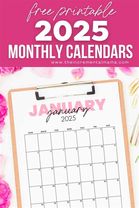 Free Printable 2025 Pink Calendar Templates - The Incremental Mama