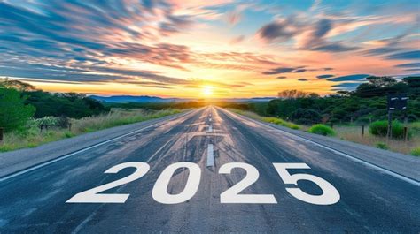 Premium Photo | The number 2025 emblazoned on the road captures a ...