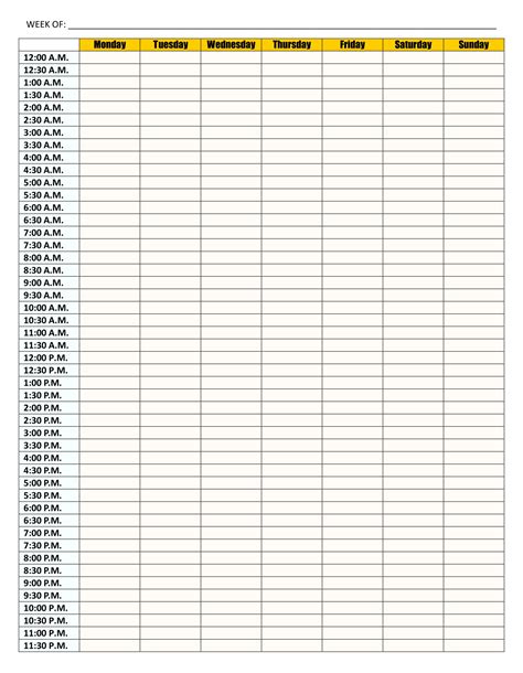 Weekly Calendar With Time Slots - 13 Free PDF Printables | Printablee