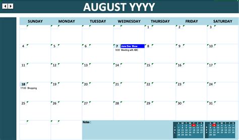 Event Calendar Template Free