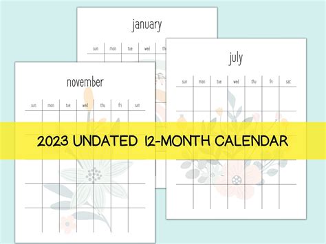 Month at a Glance Printable, Blank Portrait Calendar Printable ...