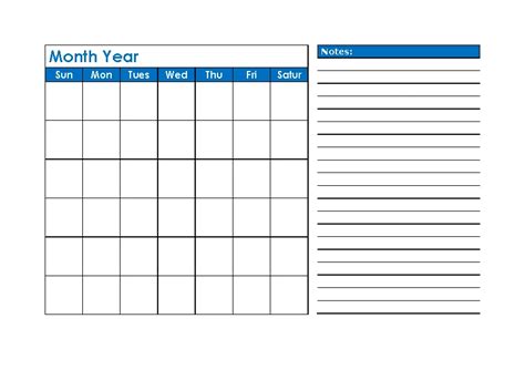 Blank Monthly Calendar Template Download - PDFSimpli