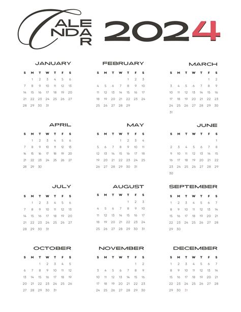 Printable Calendar 2024 Free Printable