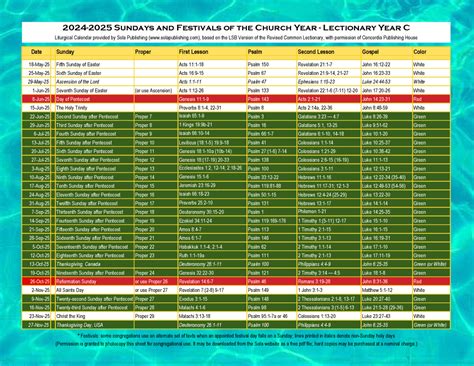 2025 Liturgical Calendar (Year C) K-2025 | Sola Publishing