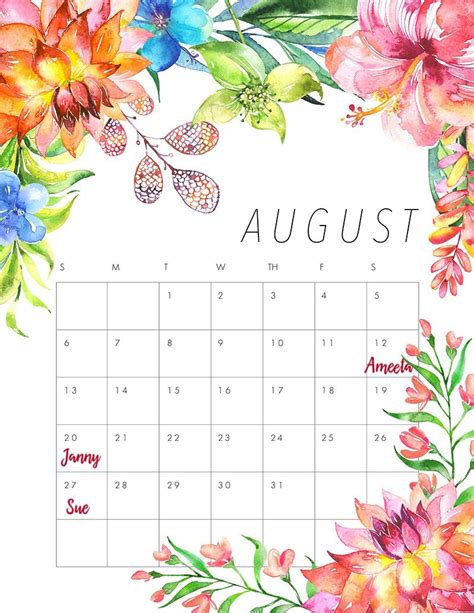 Free Printable August Calendar - Printable Word Searches
