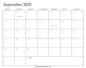 September 2025 Calendar Templates