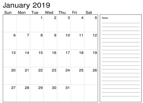 Printable Calendar With Notes - Printable Word Searches