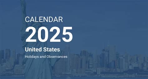 Year 2025 Calendar – United States