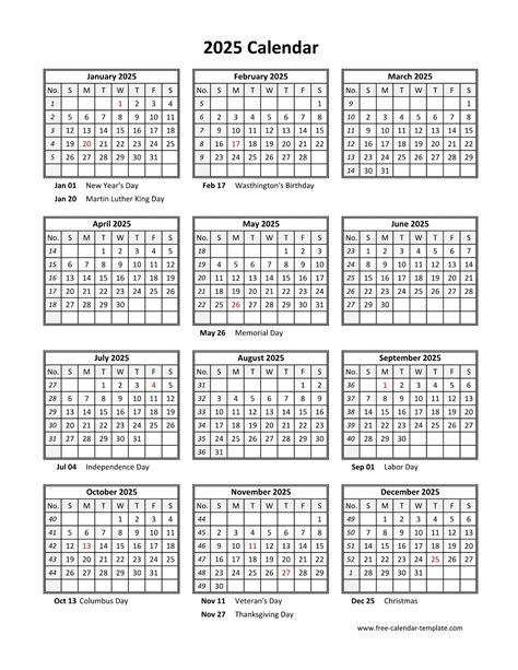 2025 Yearly Calendar Template Excel Free Download 2025 - Marwan Khaleed
