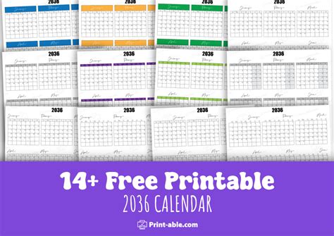 14+ FREE 2036 Calendar Printable | PRINT-ABLE