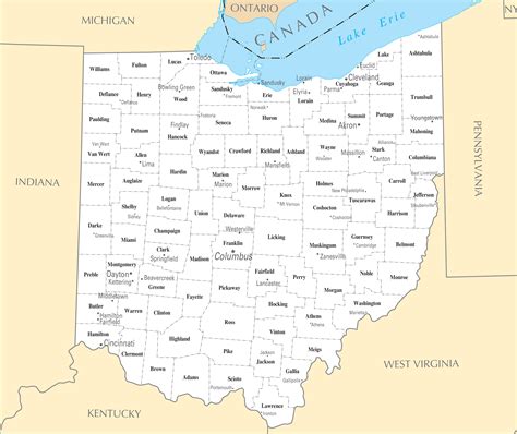 State Of Ohio Map With Cities And Counties - Map