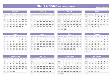 Calendar 2025 With Weeks Numbers Pdf - Abellona M Hedegaard