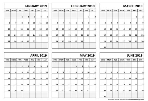 6 Month Printable Calendar - Printable Word Searches
