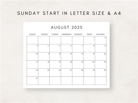 2025 Calendar Printable, Monthly Calendar 2025, Fillable Calendar, 2025 ...