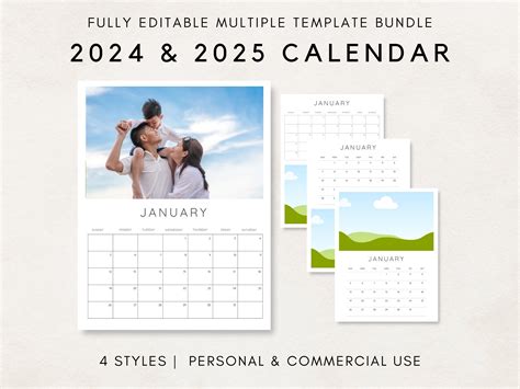 2024-2025 Calendar Template, Photo Calendar, 2024-2025 Calendar, Blank ...