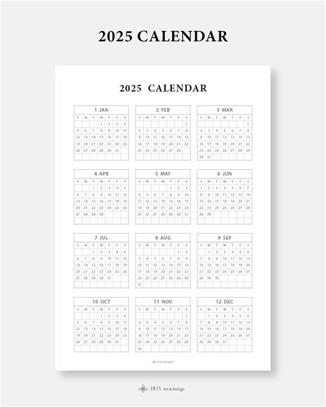 2024 2025 Calendar Printable PDF Calendar Template Inserts Yearly ...
