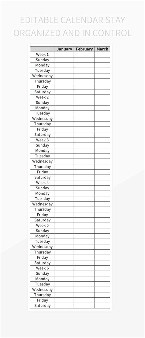 Free Editable Calendar Templates For Google Sheets And Microsoft Excel ...