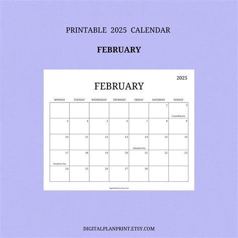 2025 Monthly Calendar With Holidays,printable,simple Black Color Design ...