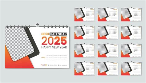 Desk calendar 2025 planner and corporate design template set, Annual ...