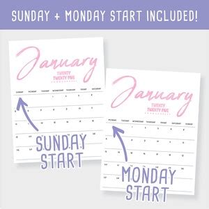 Printable 2025 Calendar - Etsy