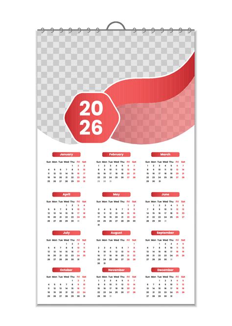 Wall Calendar 2026, Wall calendar design template for 2026, minimalist ...