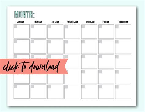 Printable Free Monthly Calendar - Daily FREE Printable